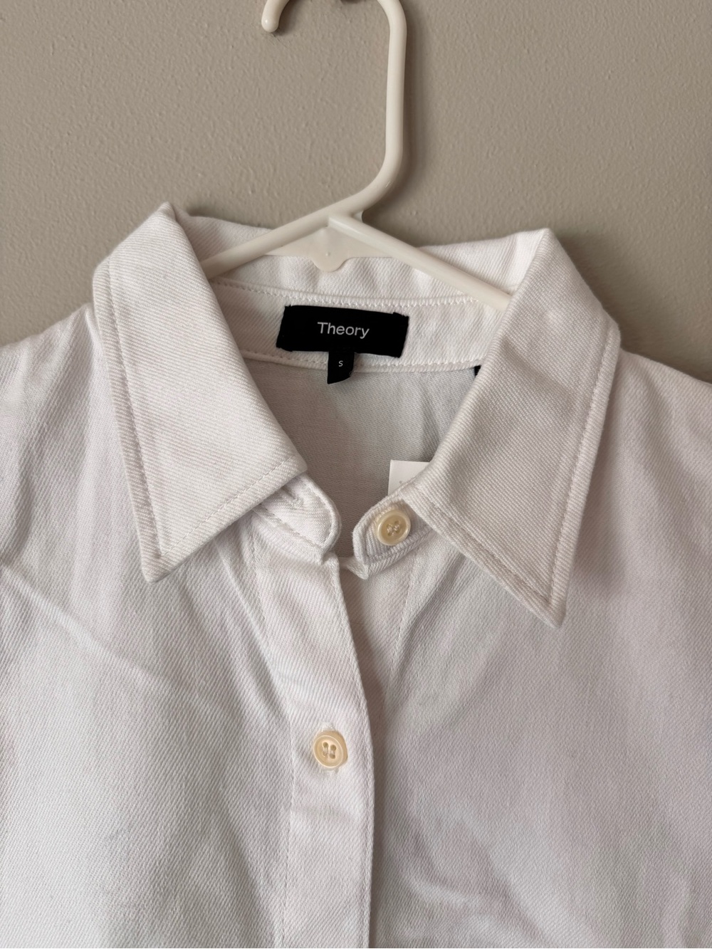Theory Boxy Short Sleeve Oxford Shirt Optic White Cotton Sz S NWT - Picture 4 of 15
